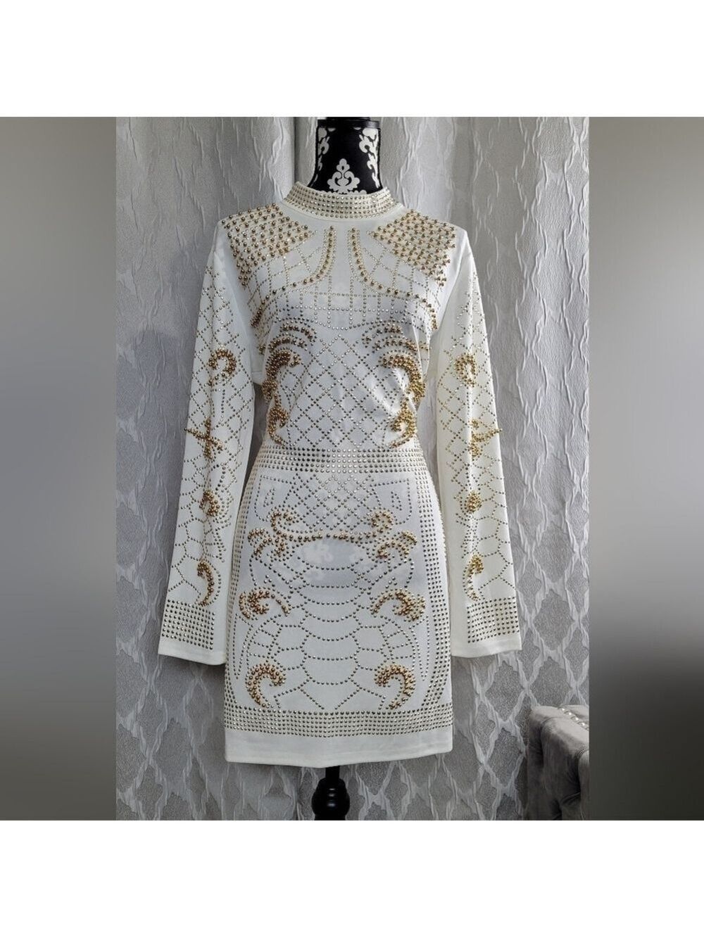 ✨ Ft Inc | Off-White Embellished Bodycon Backless Dress | Size 1X ✨ - Picture 3 of 10